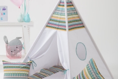 Teepee Wigiwama bianco e fantasia verde