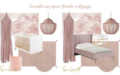 Cameretta rosa cipria: 2 moodboard da sogno per neonate e bambine